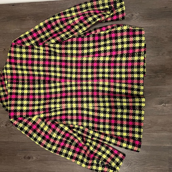 Avec Les Filles Neon Pink, Yellow & Black Plaid Blazer - Picture 3 of 5